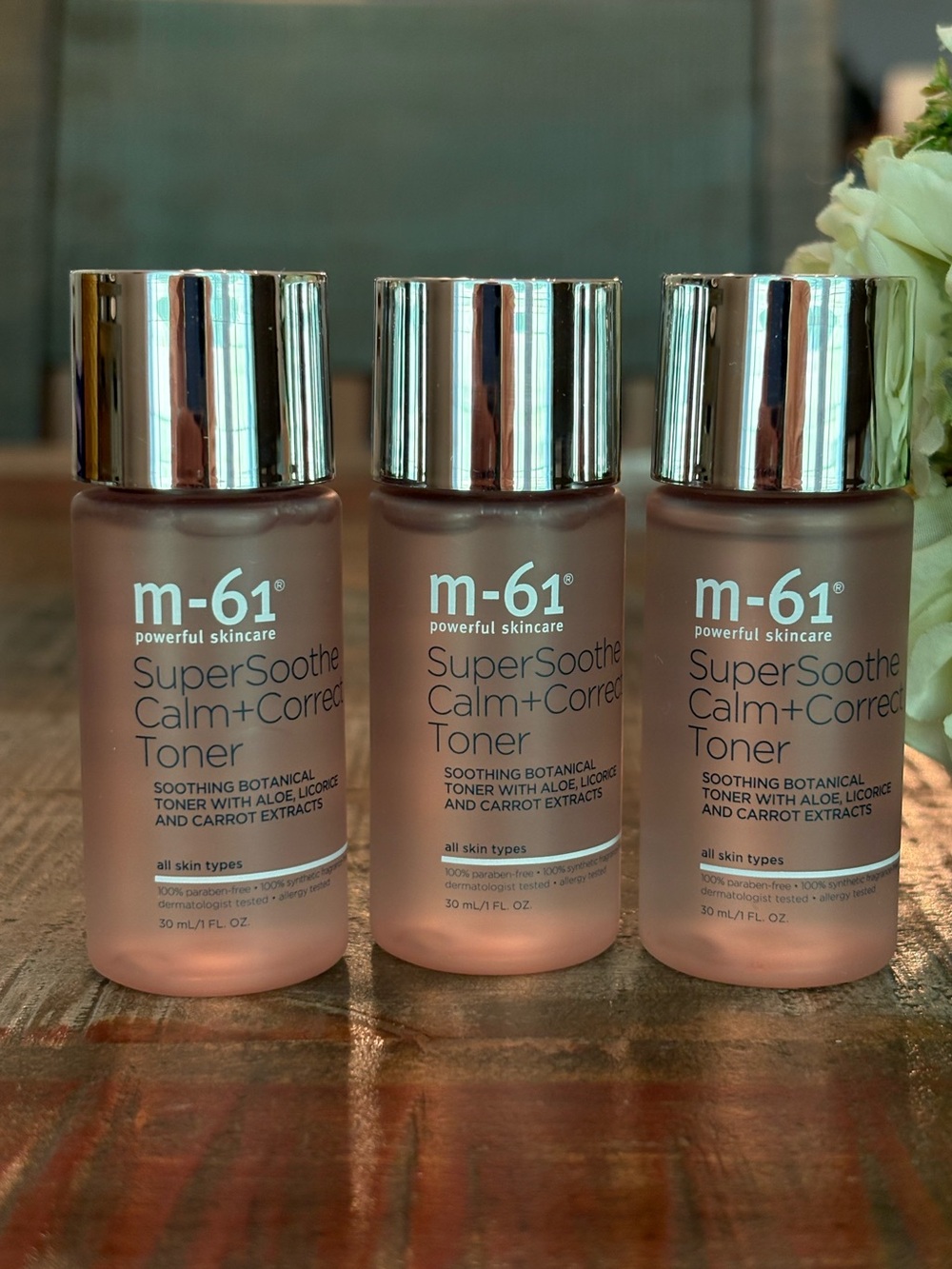 NEW m-61 Powerful SKINCARE SuperSoothe CALM + CORRECT TONER Travel TRIO!